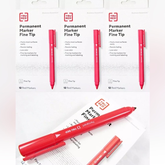 COPY - TRU RED™ Retractable Quick Dry Gel Pens, Medium Point, 0.7mm, Red, Dozen… - Picture 1 of 5